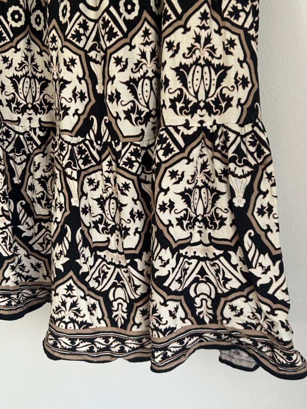 Max Studio Black and Cream Printed Tiered Maxi Skirt - Picture 8 of 11